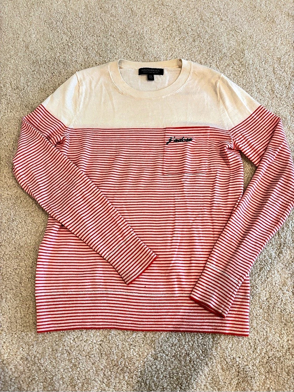 Banana Republic J'adore Extra Fine Merino Wool Striped Crewneck Sweater XS